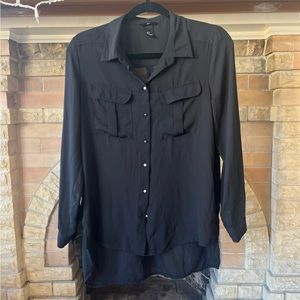 SHEER BUTTON UP LONG SLEEVE
